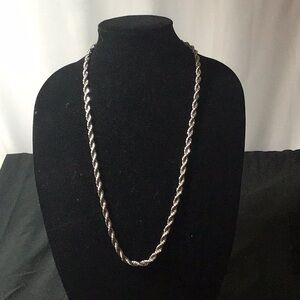 316 stainless steel  7mm rope chain. Chain is 30” in length laid out flat.